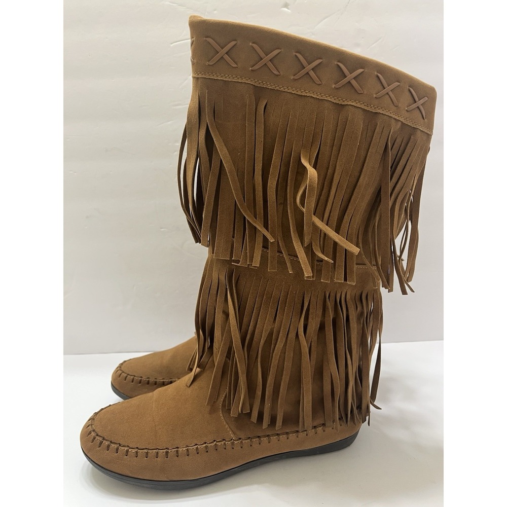 RAMPAGE Capulet Women's Brown Fringe Flat Moccasin Women's Size 11 Southwestern